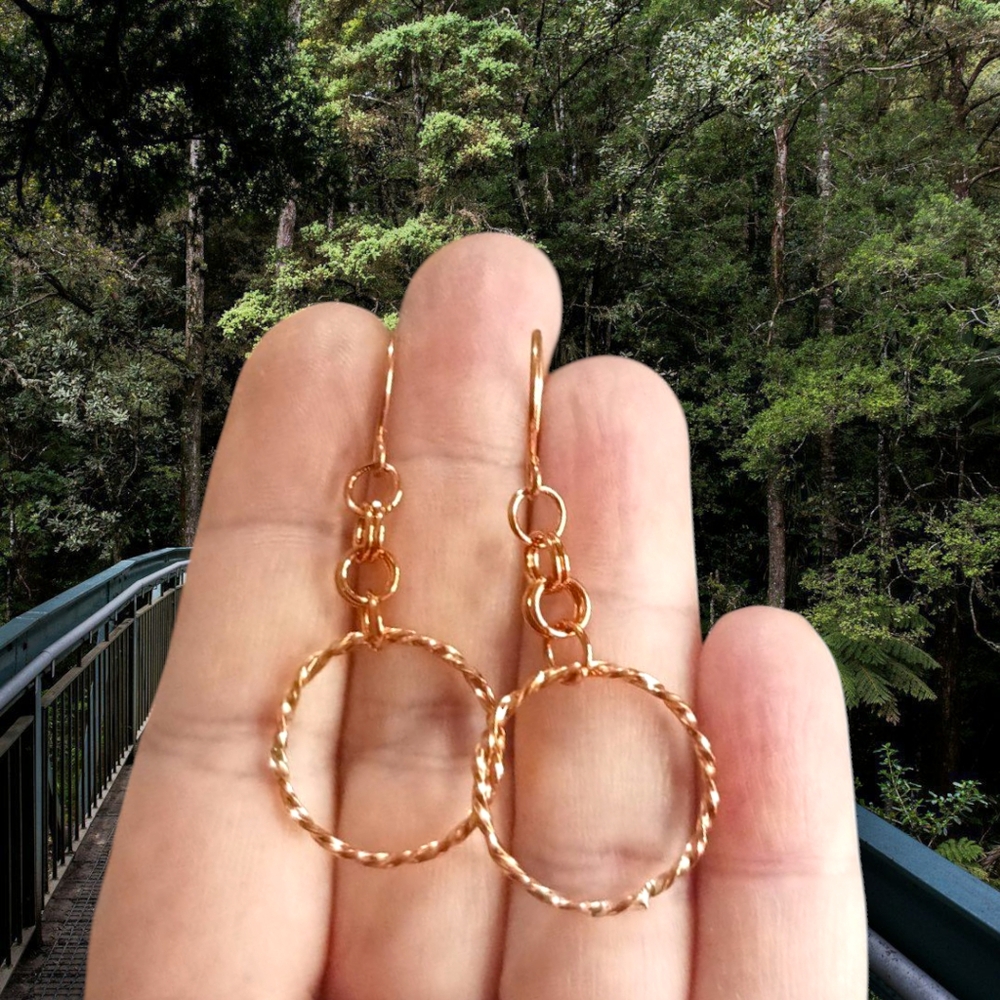 Artisan Copper Torc Hoop Earrings – Handcrafted Twisted Copper Jewelry